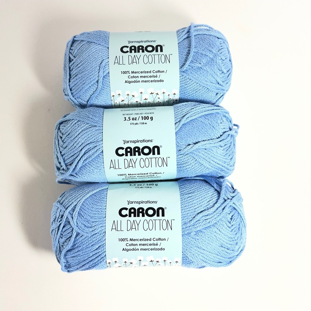 Yarnspirations Caron All Day Cotton Yarn Eyes Blue 291100 Pack of 3